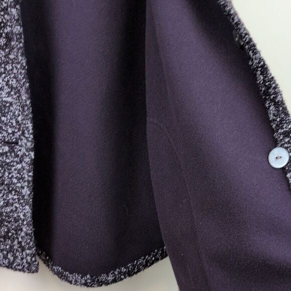 J. Jill purejill Reversible Marled Dark Fig Jacket Button Front Hooded Coat Cozy - Picture 8 of 10